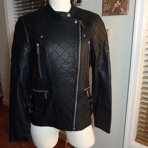 NEW Michael Kors Women Leather Jacket Black Size M